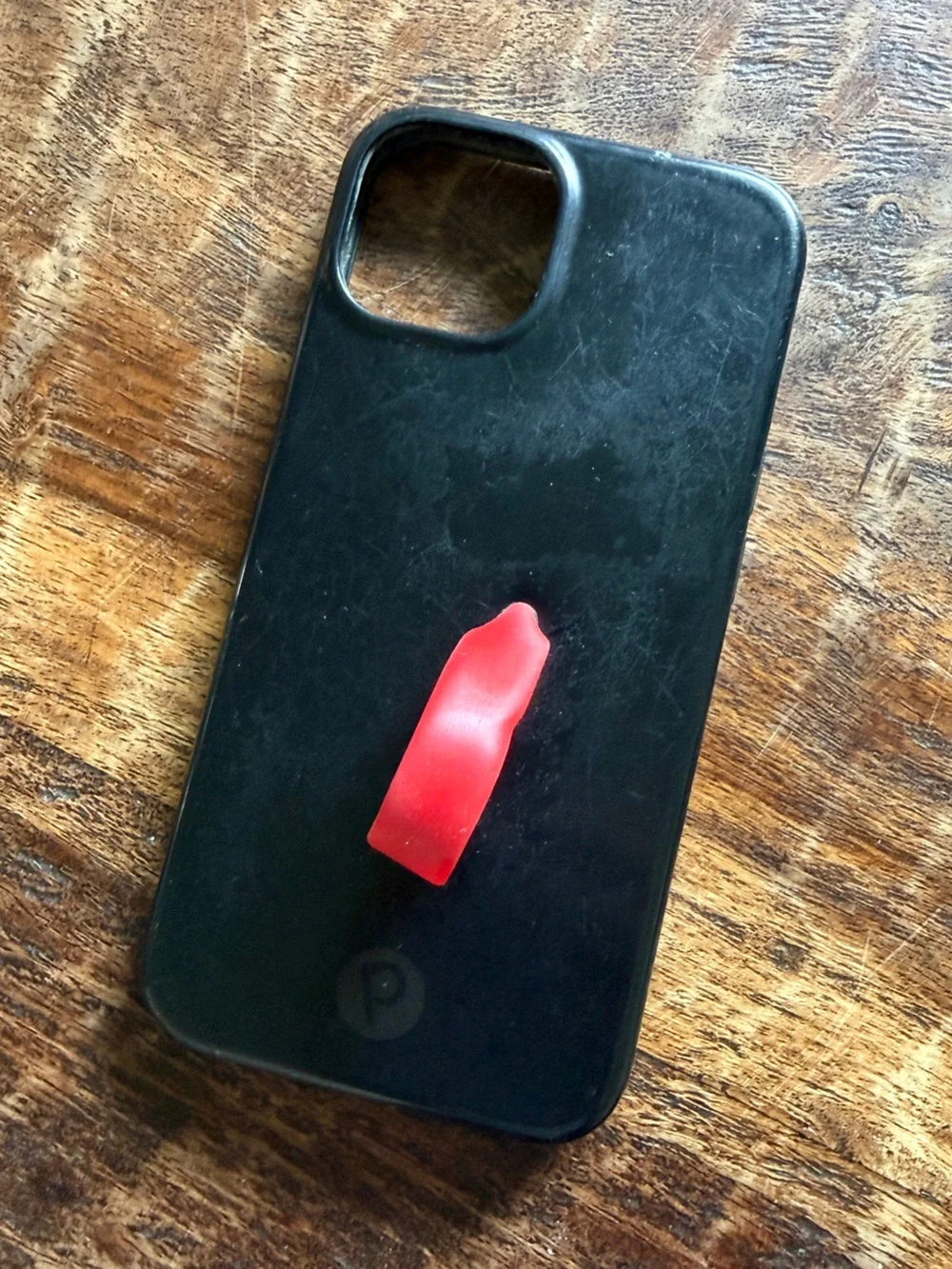 Loopy iPhone 13 Black Phone Case with Red Grip Loop - Righty